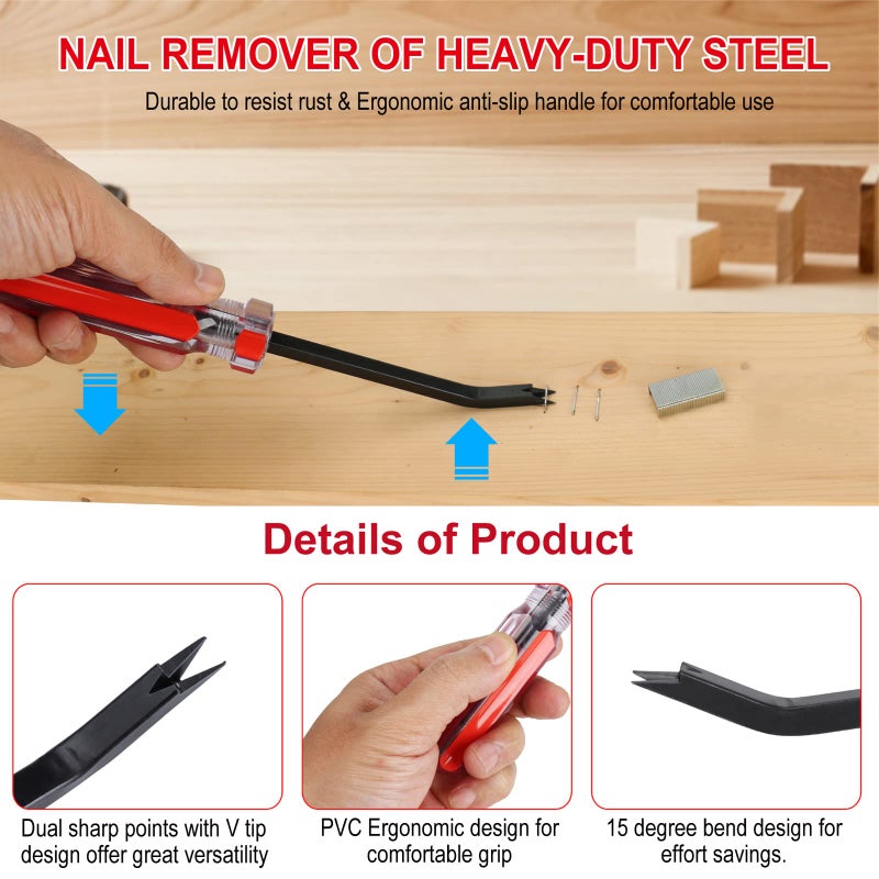 POCORO Staple Remover  Staple Puller  Upholstery Tools Staple Lifter  Double Prongs Design  Tack Puller Nail Puller for Removing Various Staples for Furniture  Floor  Wooden Case  Carton  Photo Frame  Carpet - Image 3